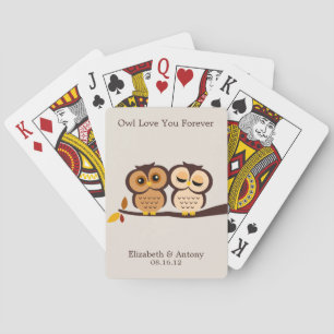 秋のテーマのフクロウの結婚 トランプ