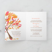 秋のテーマの木によって折られる結婚式招待状 招待状 (内部)