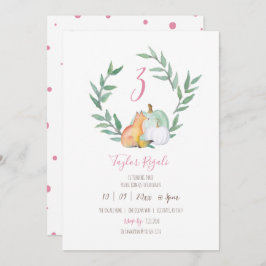 秋のテーマの森の誕生日パーティー 招待状