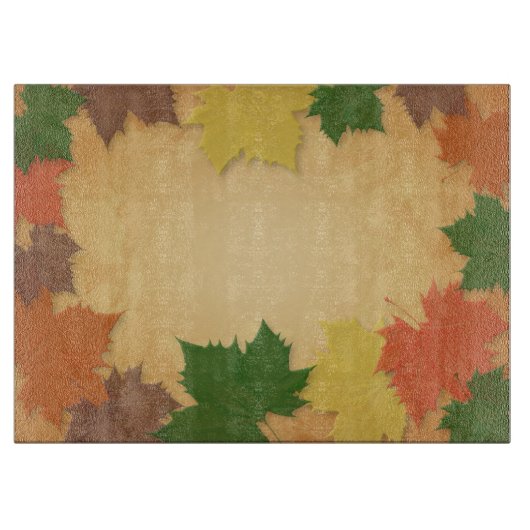 秋のテーマガラス板 カッティングボード (正面)