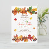 秋のテーマ紅葉ベビーシャワー 招待状 (スタンド正面)