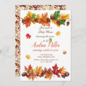 秋のテーマ紅葉ベビーシャワー 招待状 (正面/裏面)