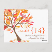 秋のテーマ結婚のテーブル番号席カード ポストカード (裏面)