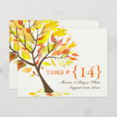 秋のテーマ結婚のテーブル番号席カード ポストカード (正面/裏面)