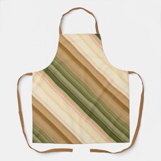 秋のデイジーブラウン、クリーム、グリーンストライプ エプロン (正面)