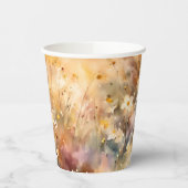 秋のデイジーワイルドフラワーウォーターカラー結婚ズ 紙コップ (左)