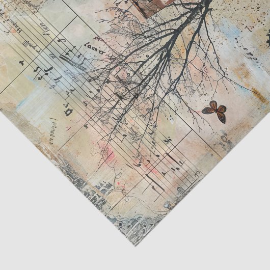 秋のデコパージュの古い農家 薄葉紙 (詳細)