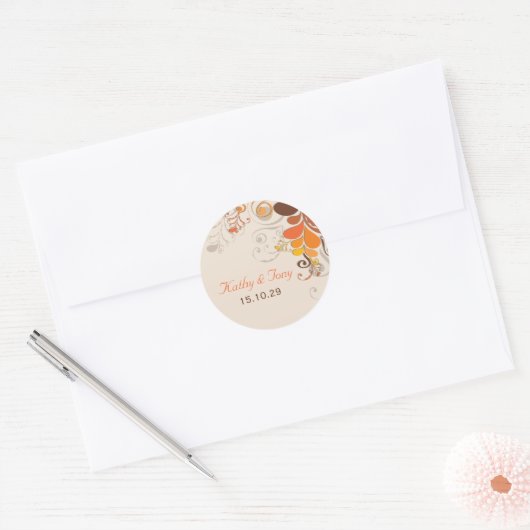 秋のデコフローラスワーズ秋の結婚式シール ラウンドシール (封筒)