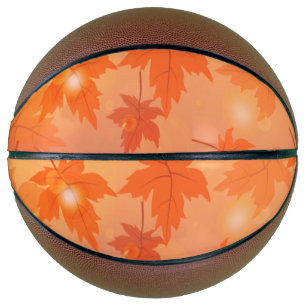 秋のデザインと葉メープル効果 バスケットボール