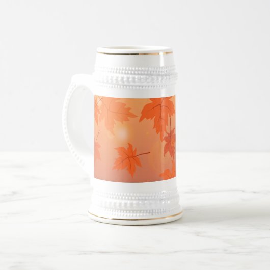 秋のデザインと葉メープル効果 ビールジョッキ (正面左)