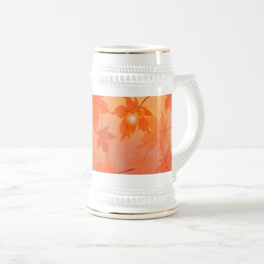 秋のデザインと葉メープル効果 ビールジョッキ (正面右)