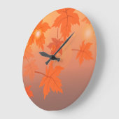 秋のデザインと葉メープル効果 ラージ壁時計 (傾斜)