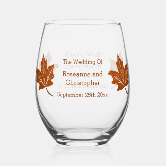 秋のデザイン結婚ズ ステムなしワイングラス (裏面)