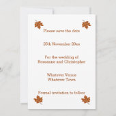 秋のデザイン結婚ズ セーブザデート (裏面)