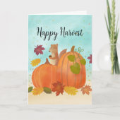 秋のトマトとパンプキン　オータム　ハーベストの葉 カード (正面)