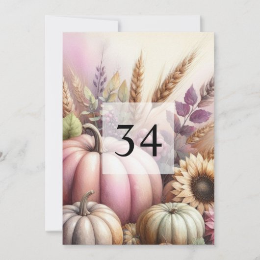 秋のトマトの葉 水彩カリグラフィーテキスト 招待状 (正面)