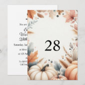 秋のトマトの葉 水彩カリグラフィー テキスト 招待状 (正面/裏面)