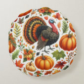 秋のトム七面鳥かぼちゃ模様 ラウンドクッション (裏面)