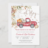 秋のトラックベイビーシャワー招待状 招待状 (正面)