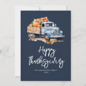 秋のトラック海軍の青い幸せな感謝祭 シーズンカード (正面)