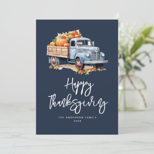 秋のトラック海軍の青い幸せな感謝祭 シーズンカード (スタンド正面)