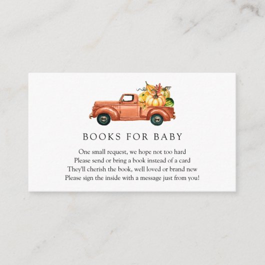 秋のトラック ドライブバイ ベビーシャワー 封筒カード エンクロージャーカード (正面)