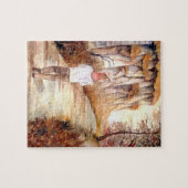 秋のトレイルの水の色絵画の ジグソーパズル (横)