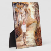 秋のトレイルの水の色絵画の フォトプラーク (側面)