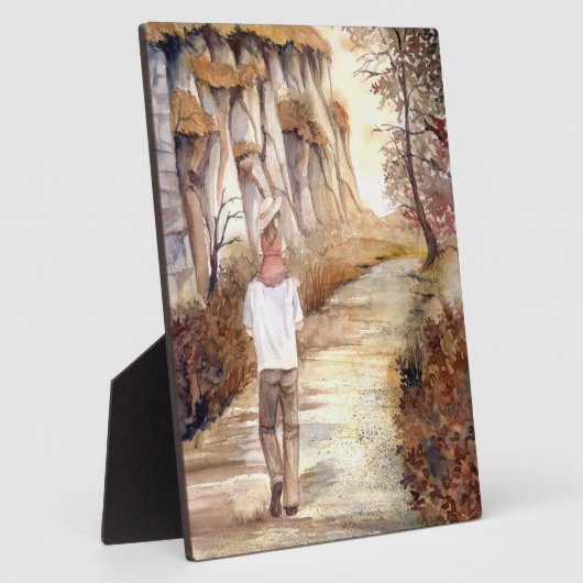 秋のトレイルの水の色絵画の フォトプラーク (側面)