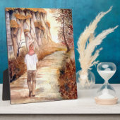 秋のトレイルの水の色絵画の フォトプラーク (側面)