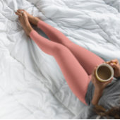 秋のトレンドカラーコーラルサンセット無地の レギンス