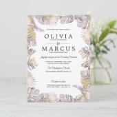 秋のトロピ葉ックス水結婚色のMauve金ゴールド 招待状 (スタンド正面)