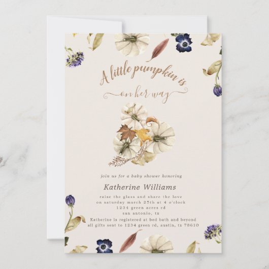 秋のトーンカボチャの赤ちゃんシャワー招待 (正面)