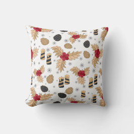 秋のトーン装飾用クッションとパインコーン&ホリー クッション