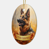 秋のドイツの羊飼い セラミックオーナメント (左)