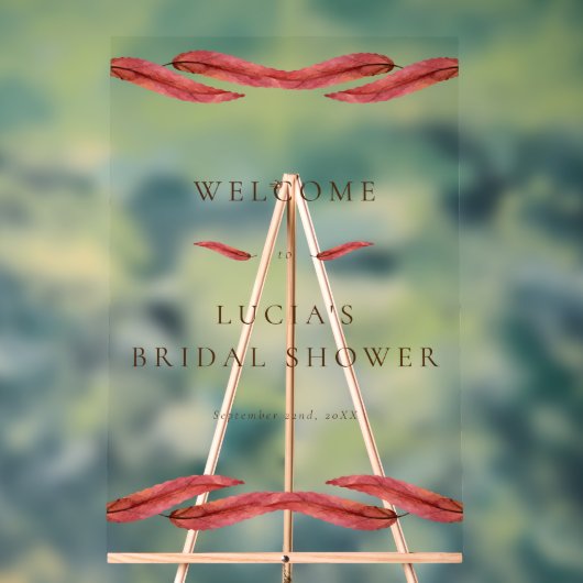 秋のドライリーフウォーターカラーブライダルシャワー アクリルサイン (ニュートラル)