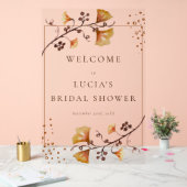 秋のドライリーフ水彩色のウェディングシャワー アクリルサイン (ウェディング)