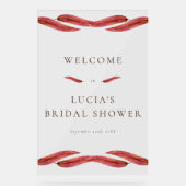 秋のドライリーフ水彩色のウェディングシャワー アクリルサイン (正面)