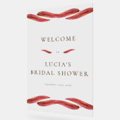 秋のドライリーフ水彩色のウェディングシャワー アクリルサイン (傾斜)