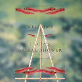 秋のドライリーフ水彩色のウェディングシャワー アクリルサイン (ニュートラル)