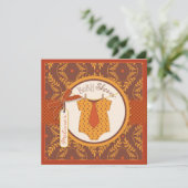 秋のネクタイと秋のダマスクつる植物ボーイベビーシャワー 招待状 (スタンド正面)