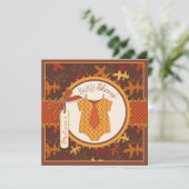 秋のネクタイと紅葉のボーイ·ベイビーシャワー 招待状 (スタンド正面)