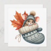 秋のネズミのグリーティングカード シーズンカード (正面/裏面)