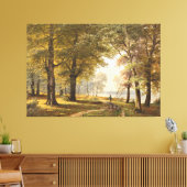 秋のハイカーのいる森の小道 キャンバスプリント (インサイチュ (リビング))