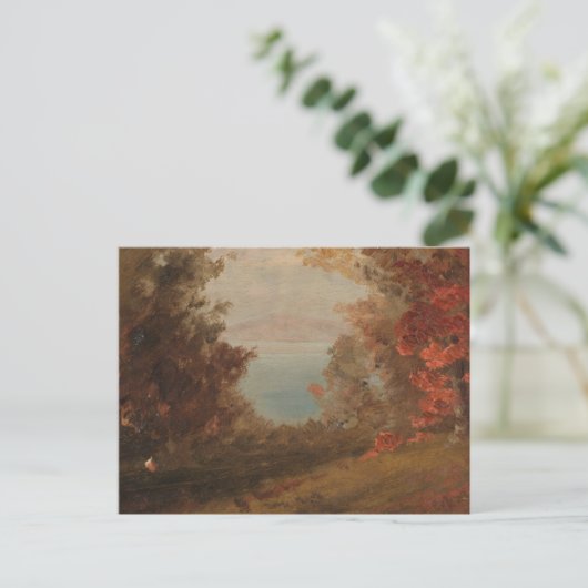 秋のハドソンやメイン1860アートのウッドランドシーン ポストカード (スタンド正面)