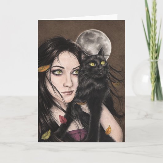 秋のハロウィーンの夜のグリーティングカード カード (正面)