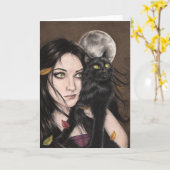 秋のハロウィーンの夜のグリーティングカード カード (黄色い花)