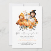 秋のハロウィーンカボチャベビージェンダーの公開 招待状 (正面)