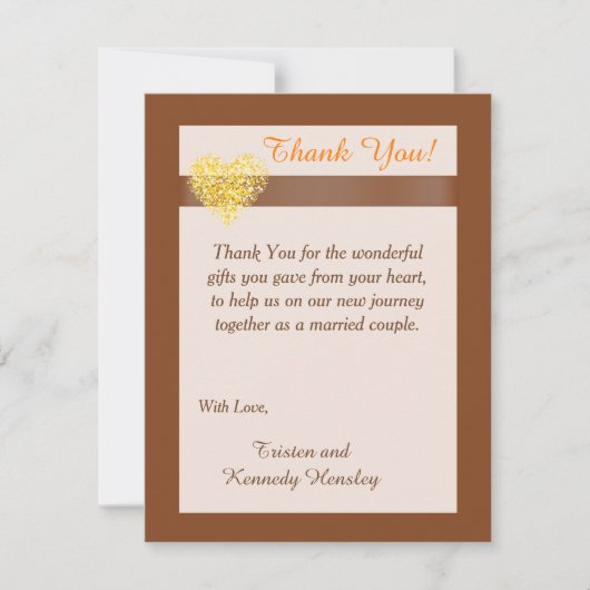 秋のハート4x5フラット結婚ズサンキューカード サンキューカード (正面)