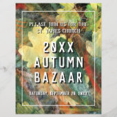 秋のバザールスクールまたはコミュニティイベントグリーンリーフ チラシ (裏面)